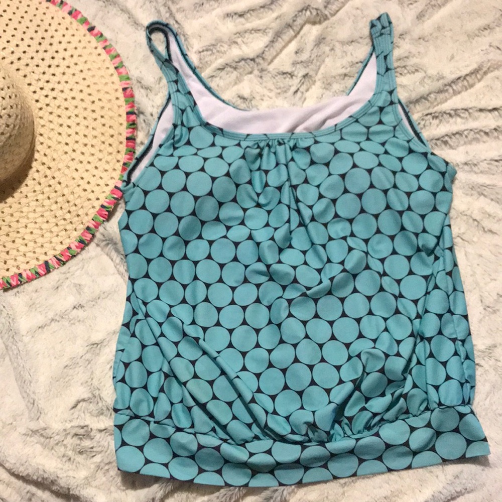 Aqua and black tankini top
